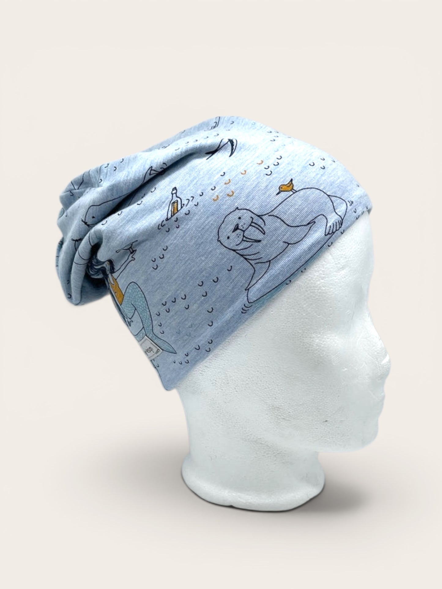 Wende-Beanie für Kinder – Meerjungfrau Design Blau