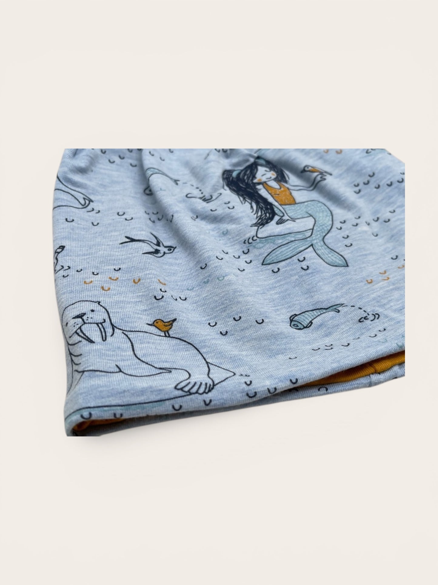 Wende-Beanie für Kinder – Meerjungfrau Design Blau