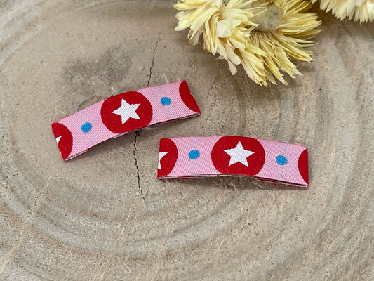 Baby Haarspangen Haarclips Sternenbanner rosa (1 Paar)