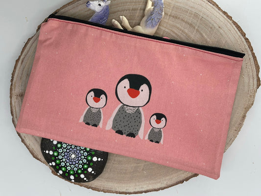 Federtasche Kosmetik MODI Pinguin Family rosa