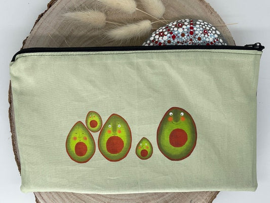 Stylische Federtasche Stifttasche Mäppchen Kosmetik kleine Tasche Familie Avocado
