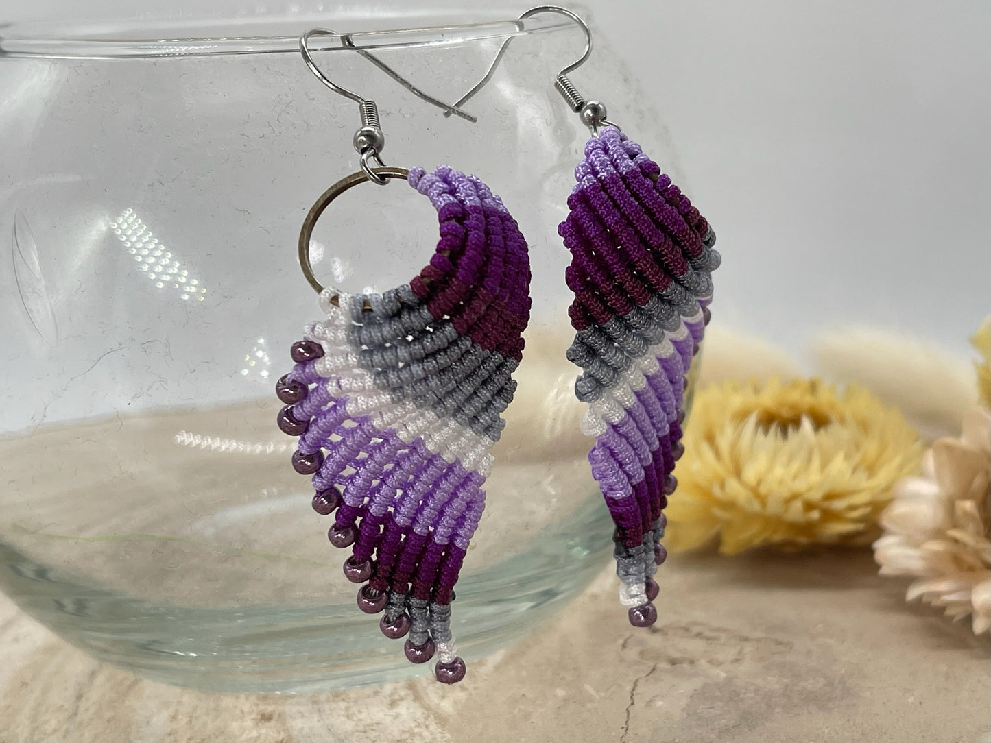 Makramee Ohrring Ohrhänger Wings purple (1 Paar)