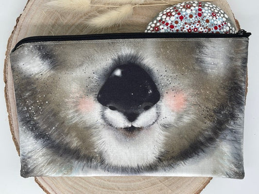 Stylische Federtasche Stifttasche Mäppchen Kosmetik kleine Tasche Koala grau