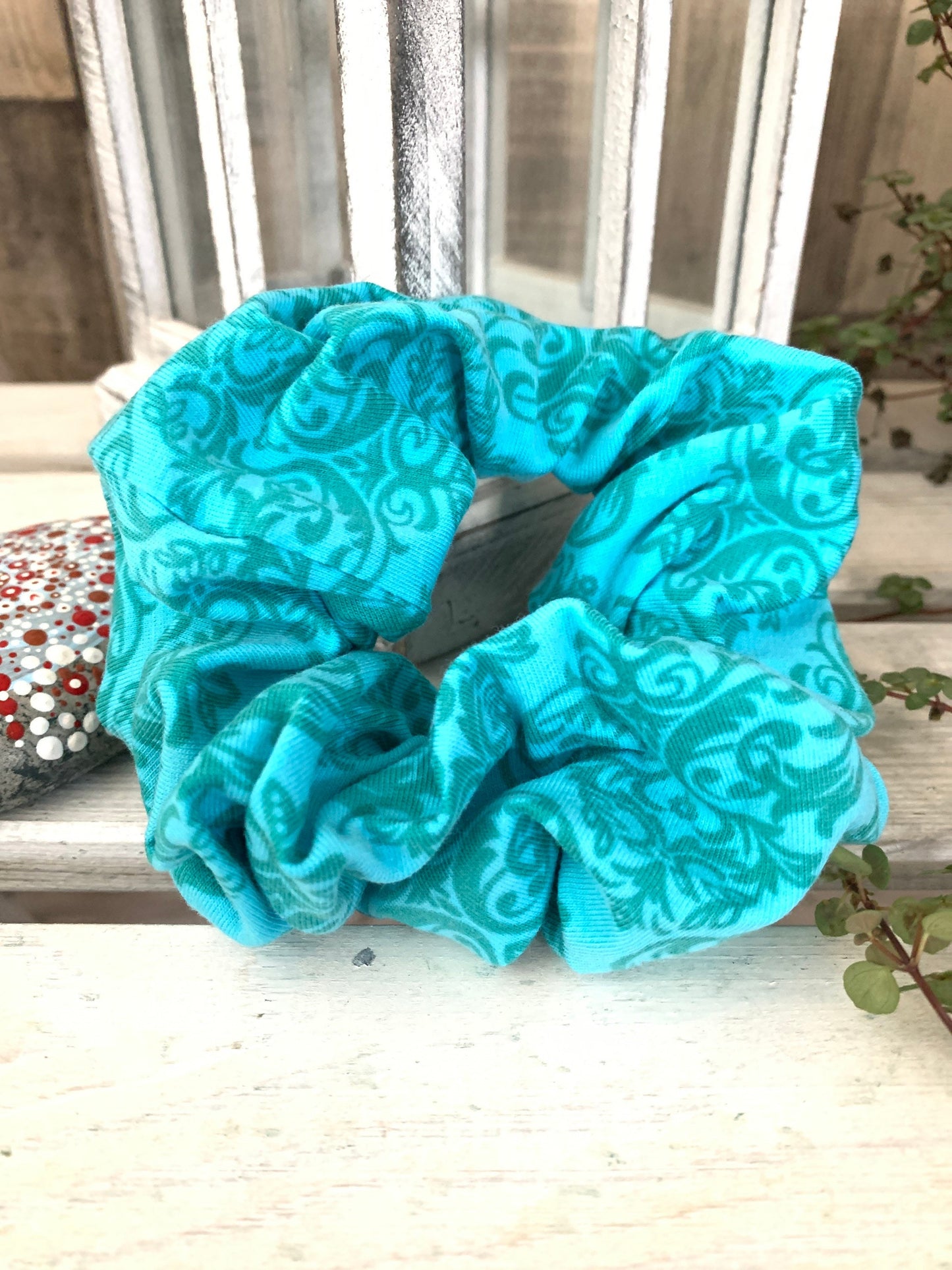 Scrunchie Haargummi Ornament mint blau