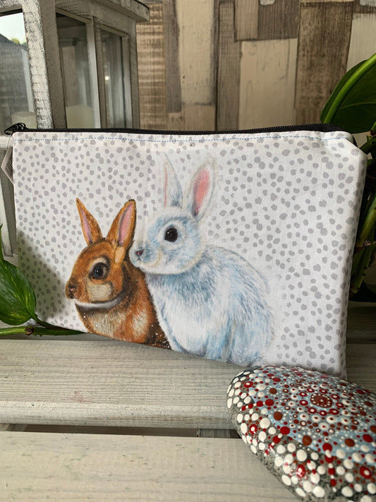 Stylische Federtasche Stifttasche Mäppchen Kosmetik kleine Tasche Hasen Paar
