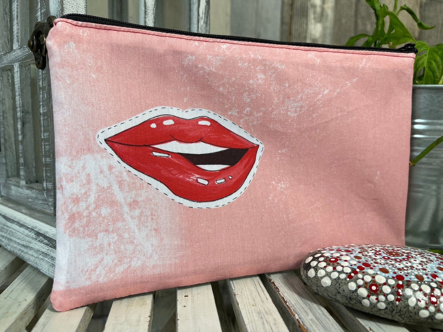 Stylische Federtasche Stifttasche Mäppchen Kosmetik kleine Tasche Lips 1