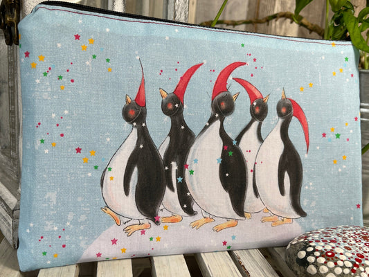 Stylische Federtasche Stifttasche Mäppchen Kosmetik kleine Tasche Pinguin Party