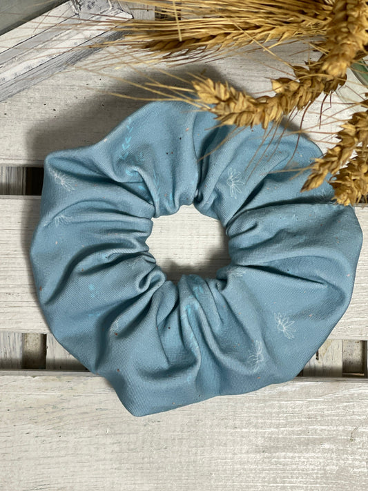 Scrunchie Haargummi elastisches Haarband Haarschmuck blau mit zarten Blumem für feines oder dickes Haar