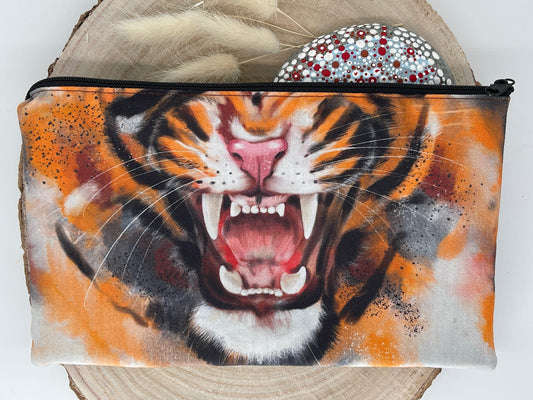 Stylische Federtasche Stifttasche Mäppchen Kosmetik kleine Tasche wilder Tiger