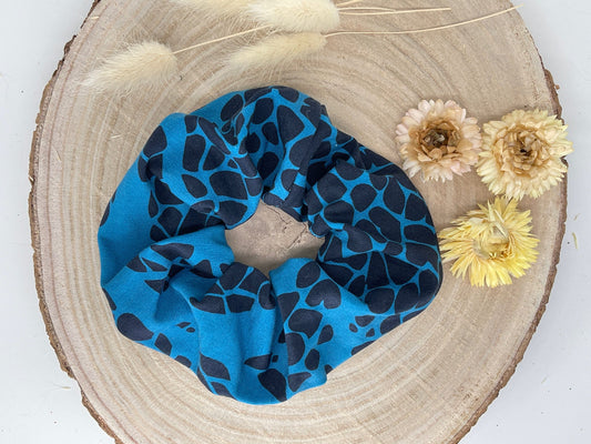 Scrunchie Haargummi elastisches Haarband Leopard Muster blau für feines oder dickes Haar