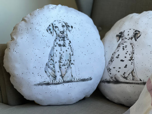 Weiches gemütliches Kissen Kuschelkissen Dekokissen Reisekissen mit Dalmatiner Hunde Motiv weiß schwarz