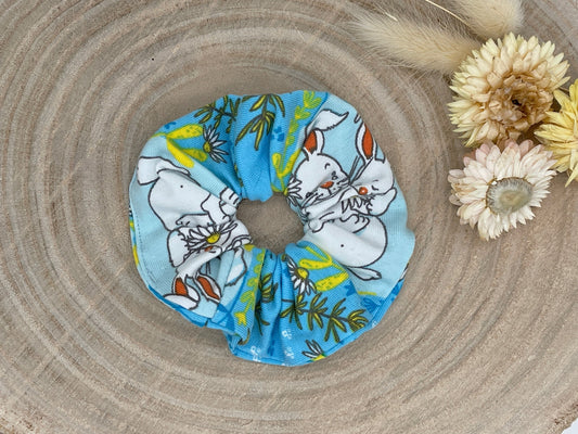 Scrunchie Haargummi elastisches Haarband Hasen Family für feines oder dickes Haar in blau